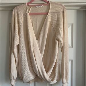 Lush Cream V-Neck Sweater for Women